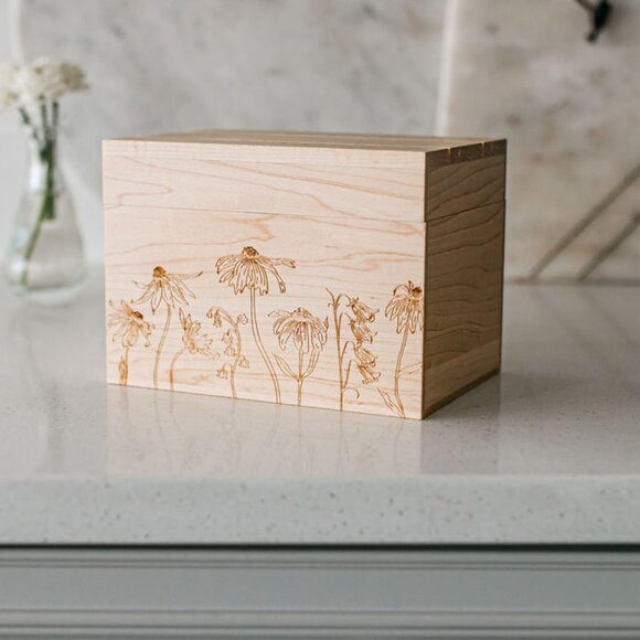 Maple Wood Recipe Box with Recipe Cards with Dividers - Picture 14 of 14